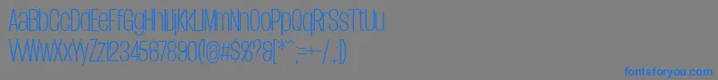 フォントDueraCondthinPersonal – 灰色の背景に青い文字