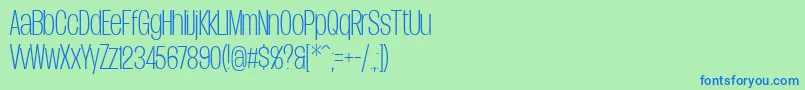 Шрифт DueraCondthinPersonal – синие шрифты на зелёном фоне