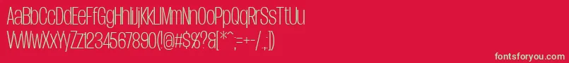 DueraCondthinPersonal-fontti – vihreät fontit punaisella taustalla