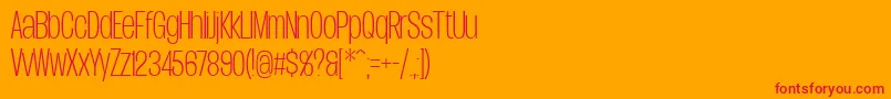 DueraCondthinPersonal-Schriftart – Rote Schriften auf orangefarbenem Hintergrund