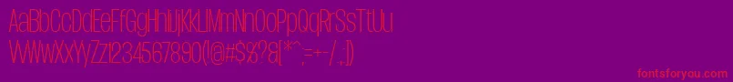 フォントDueraCondthinPersonal – 紫の背景に赤い文字