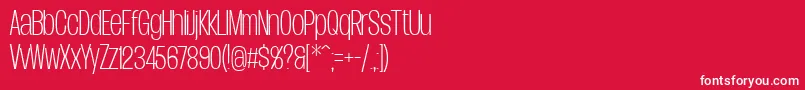 Шрифт DueraCondthinPersonal – белые шрифты на красном фоне