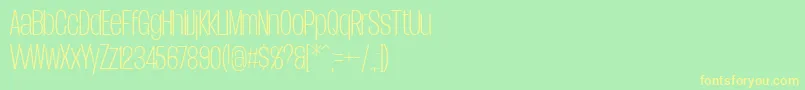 DueraCondthinPersonal-Schriftart – Gelbe Schriften auf grünem Hintergrund