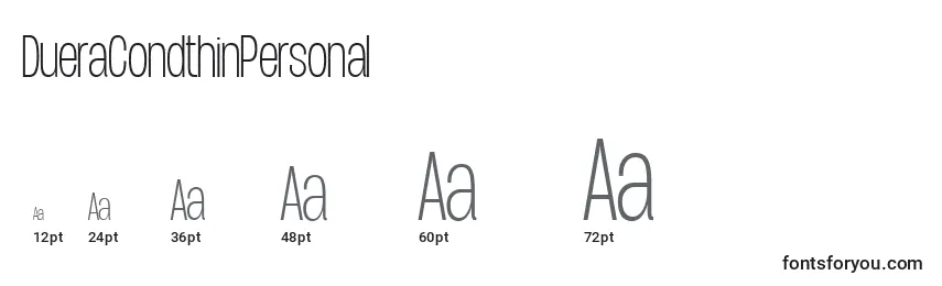 DueraCondthinPersonal Font Sizes