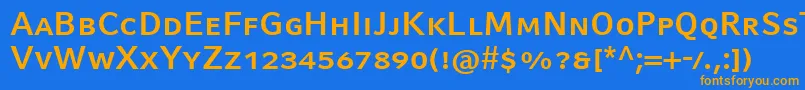 フォントCompatilFactLtComBoldSmallCaps – オレンジ色の文字が青い背景にあります。