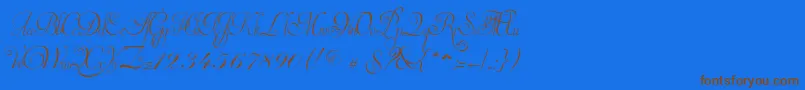 InvitationScriptLimitedFreeVersion-Schriftart – Braune Schriften auf blauem Hintergrund