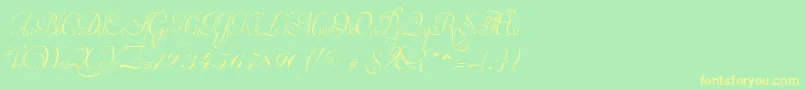 フォントInvitationScriptLimitedFreeVersion – 黄色の文字が緑の背景にあります