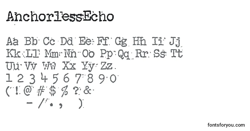 AnchorlessEchoフォント–アルファベット、数字、特殊文字
