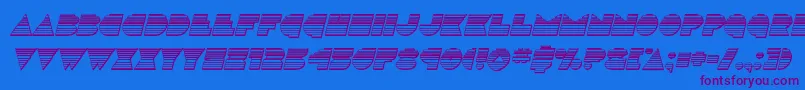 Discodeckchromeital-Schriftart – Violette Schriften auf blauem Hintergrund