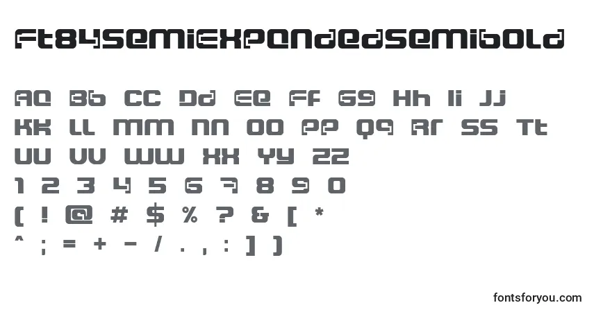 Czcionka Ft84SemiExpandedSemibold – alfabet, cyfry, specjalne znaki