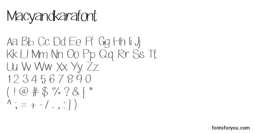 Czcionka Macyandkarafont – alfabet, cyfry, specjalne znaki