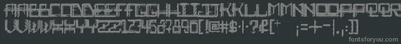 RabidScience-fontti – harmaat kirjasimet mustalla taustalla