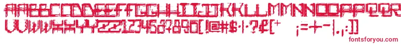 RabidScience-fontti – punaiset fontit valkoisella taustalla
