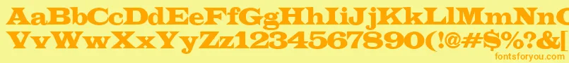 フォントLatinoexpRegular – オレンジの文字が黄色の背景にあります。