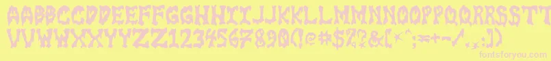 Gorefont Font – Pink Fonts on Yellow Background
