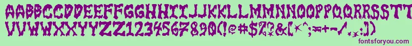 Gorefont Font – Purple Fonts on Green Background