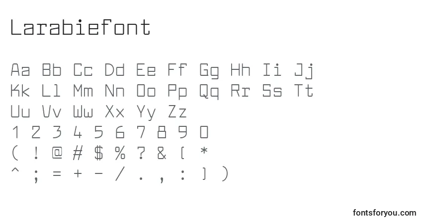 A fonte Larabiefont – alfabeto, números, caracteres especiais