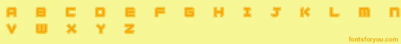 Ginzacde-Schriftart – Orangefarbene Schriften auf gelbem Hintergrund