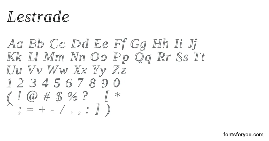Lestrade font – alphabet, numbers, special characters