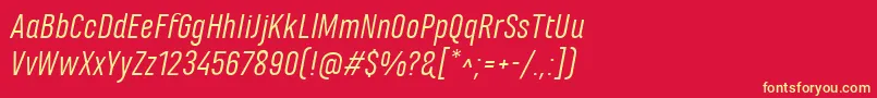 MarianinaFyItalic Font – Yellow Fonts on Red Background