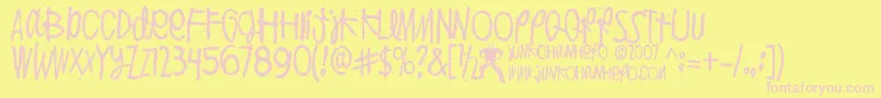 PuoliIhminen-fontti – vaaleanpunaiset fontit keltaisella taustalla