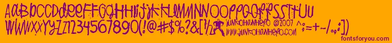 PuoliIhminen-Schriftart – Violette Schriften auf orangefarbenem Hintergrund