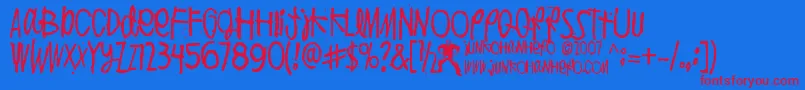 PuoliIhminen Font – Red Fonts on Blue Background