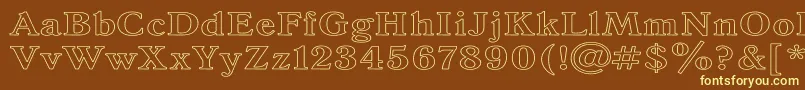 AntiquaHw-Schriftart – Gelbe Schriften auf braunem Hintergrund