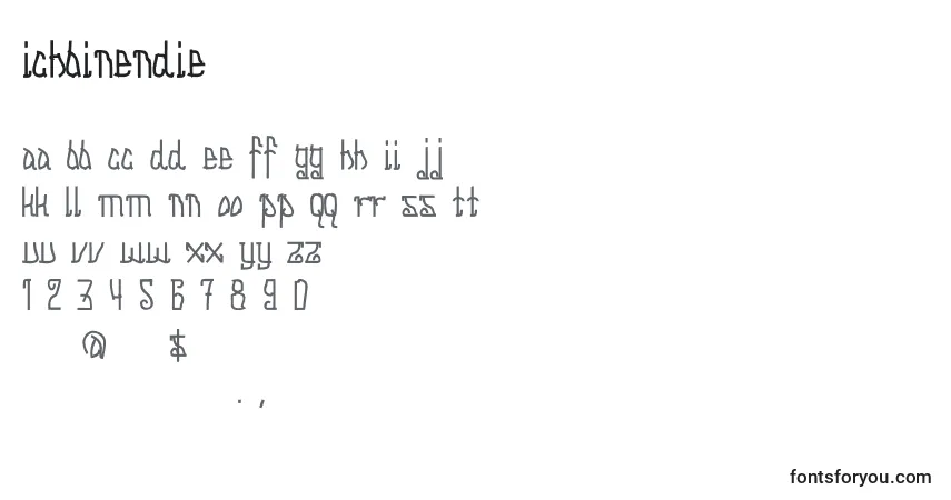 Czcionka IchBinEndie – alfabet, cyfry, specjalne znaki