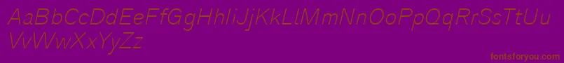 Analogue36thinoblique-fontti – ruskeat fontit violetilla taustalla