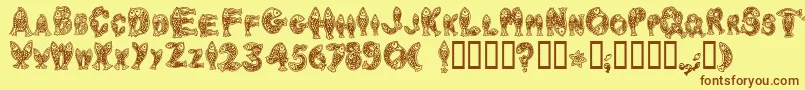 Newlyn Font – Brown Fonts on Yellow Background