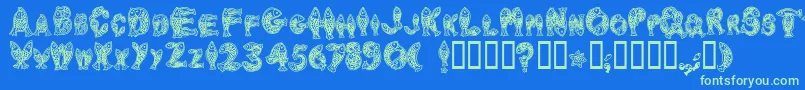 Newlyn Font – Green Fonts on Blue Background