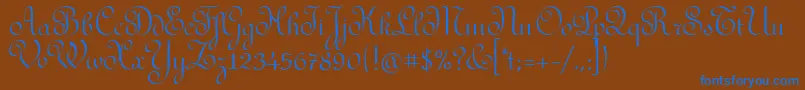 RedondafancyitcTt Font – Blue Fonts on Brown Background