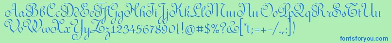 Шрифт RedondafancyitcTt – синие шрифты на зелёном фоне