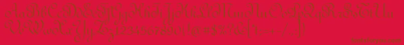 RedondafancyitcTt-Schriftart – Braune Schriften auf rotem Hintergrund