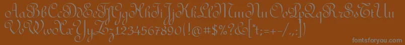 RedondafancyitcTt-fontti – harmaat kirjasimet ruskealla taustalla