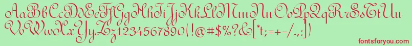 RedondafancyitcTt Font – Red Fonts on Green Background