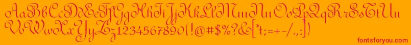 RedondafancyitcTt-Schriftart – Rote Schriften auf orangefarbenem Hintergrund