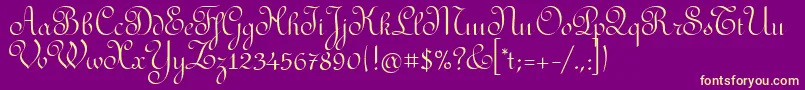 RedondafancyitcTt Font – Yellow Fonts on Purple Background