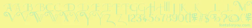 LarkinCapitals Font – Green Fonts on Yellow Background