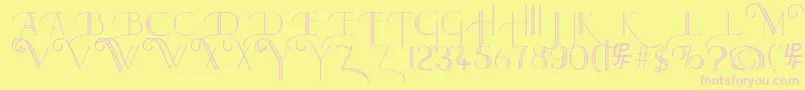 LarkinCapitals Font – Pink Fonts on Yellow Background