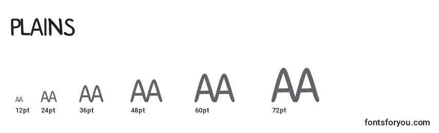 Plains Font Sizes