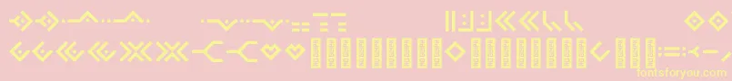 Omnicsans-Schriftart – Gelbe Schriften auf rosa Hintergrund