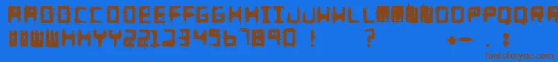 Melee-Schriftart – Braune Schriften auf blauem Hintergrund