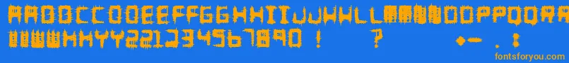 Weitere Informationen zur Melee-Schriftart Melee-Schriftart – Orangefarbene Schriften auf blauem Hintergrund