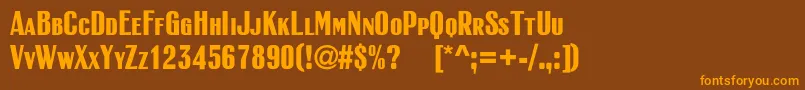 RubricasmallcapscBold-Schriftart – Orangefarbene Schriften auf braunem Hintergrund