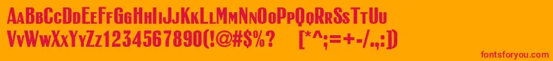 RubricasmallcapscBold-Schriftart – Rote Schriften auf orangefarbenem Hintergrund