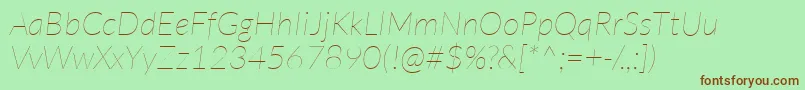 LatoHairlineitalic Font – Brown Fonts on Green Background