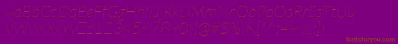 LatoHairlineitalic-Schriftart – Braune Schriften auf violettem Hintergrund