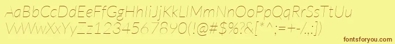 LatoHairlineitalic Font – Brown Fonts on Yellow Background